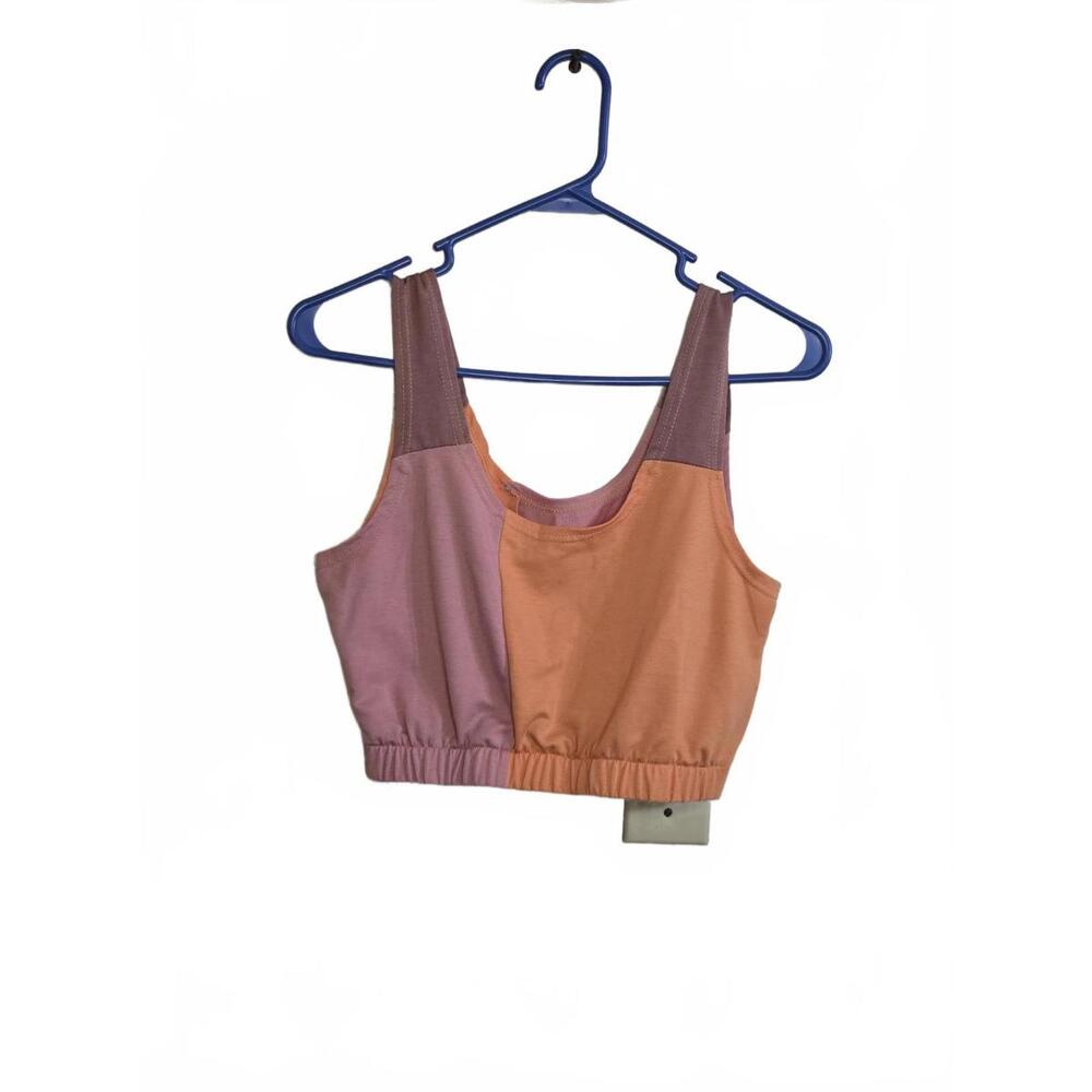Colorblock Women's Crop Top with Wide Straps - Picture 2 of 7